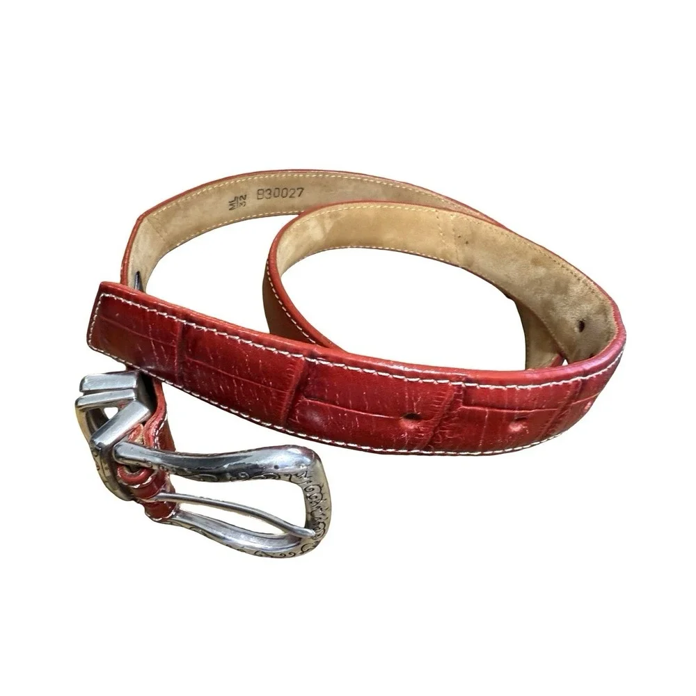 Brighton Leather Belt Red Brown Sz 32 M/L  B30027‎